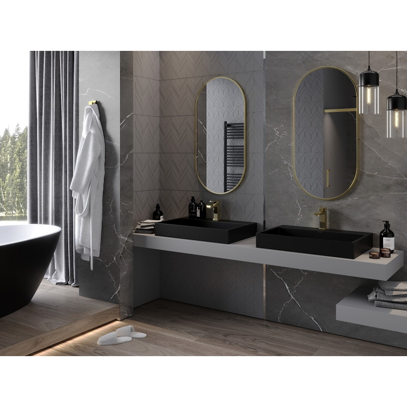 Mexen Loft oglindă ovală de baie 100 x 50 cm, ramă aurie - 9851-100-050-000-50