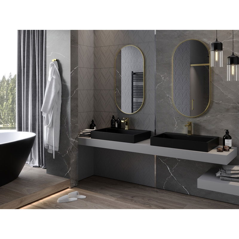 Mexen Loft ovális fürdőszobai tükör 100 x 50 cm, arany keret - 9851-100-050-000-50