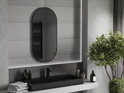 Mexen Loft fürdőszobai ovális tükör 100 x 50 cm, fekete keret - 9851-100-050-000-70