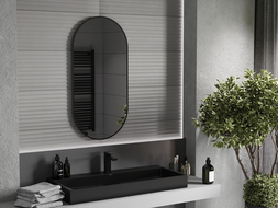 Mexen Loft oglinda baie ovală 100 x 50 cm, ramă neagră - 9851-100-050-000-70