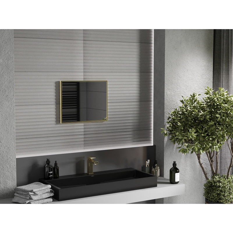 Mexen Loft oglindă de baie dreptunghiulară 50 x 40 cm, ramă aurie periată - 9852-050-040-000-50