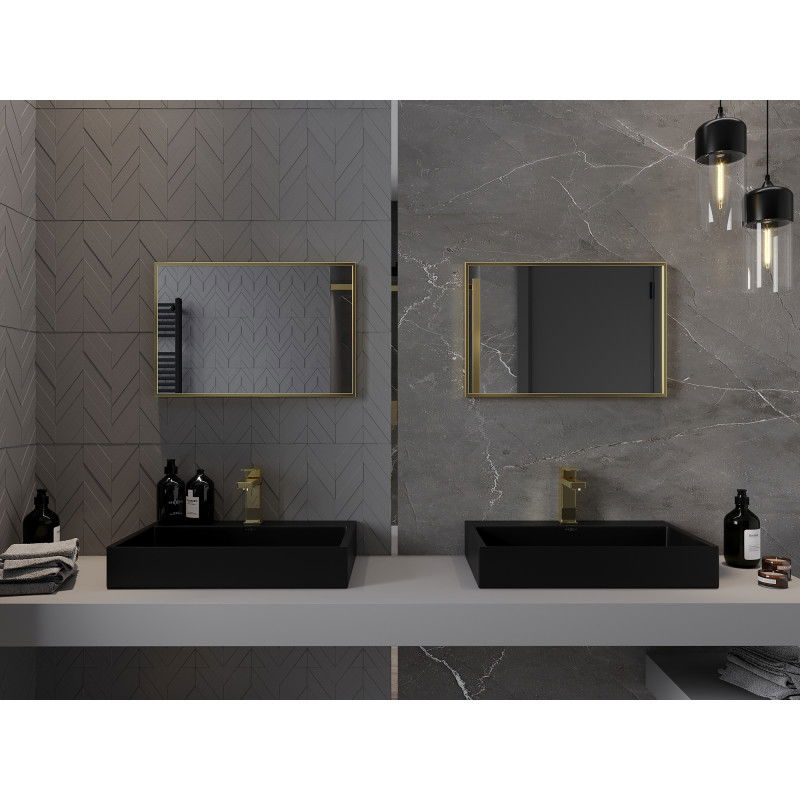 Mexen Loft téglalap alakú fürdőszobai tükör 60 x 40 cm, arany keret - 9852-060-040-000-50