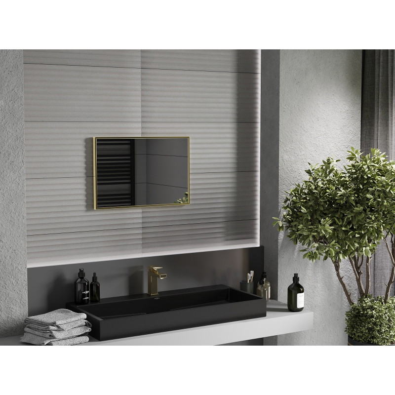 Mexen Loft oglindă de baie dreptunghiulară 60 x 40 cm, ramă aurie periată - 9852-060-040-000-50