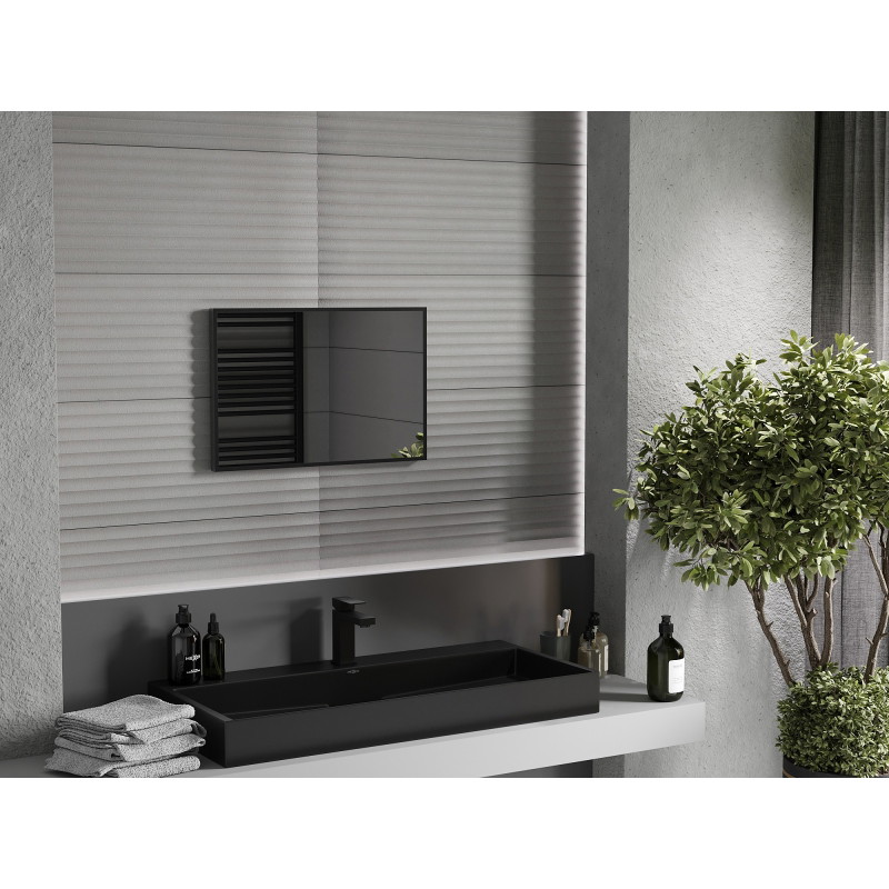 Mexen Loft 60 x 40 cm-es, fekete keretes, téglalap alakú fürdőszobai tükör - 9852-060-040-000-70