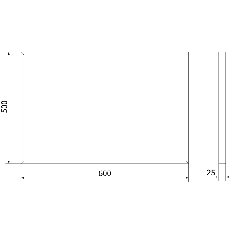 Mexen Loft téglalap alakú fürdőszobai tükör 60 x 40 cm, fekete keret - 9852-060-040-000-70