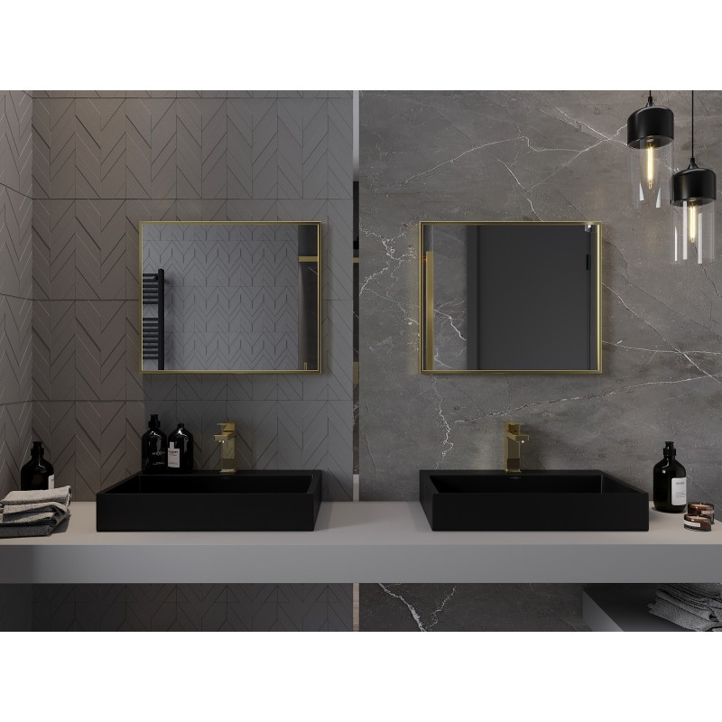 Mexen Loft 60 x 50 cm-es téglalap alakú fürdőszobai tükör, arany keret - 9852-060-050-000-50