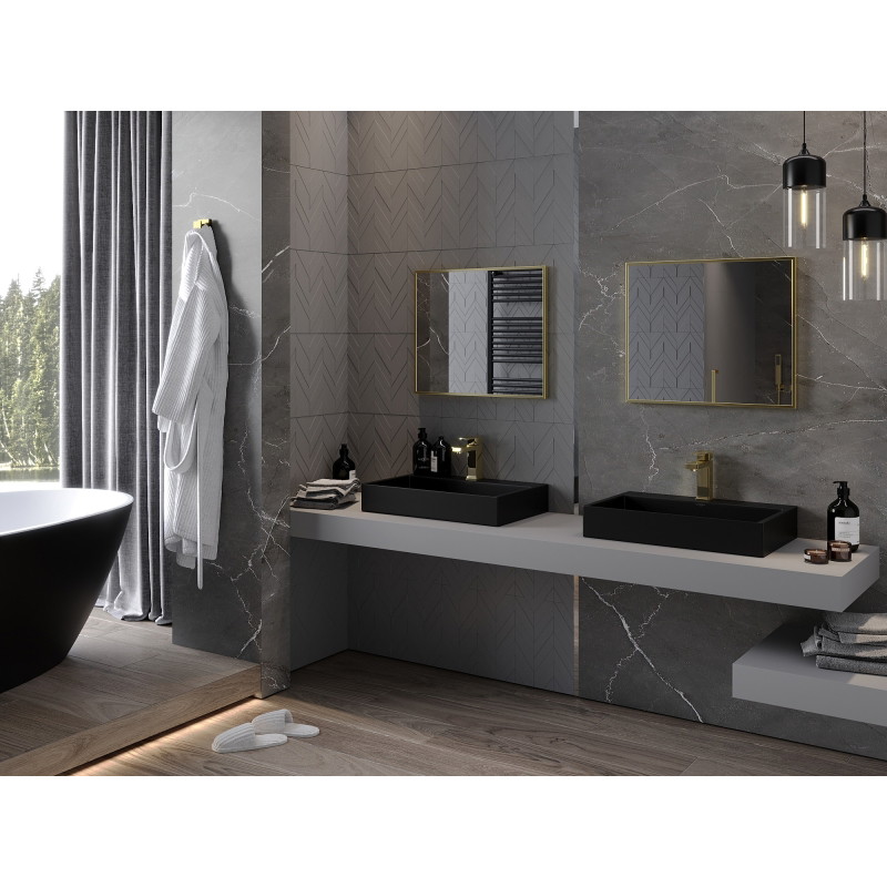 Mexen Loft 60 x 50 cm-es téglalap alakú fürdőszobai tükör, arany keret - 9852-060-050-000-50