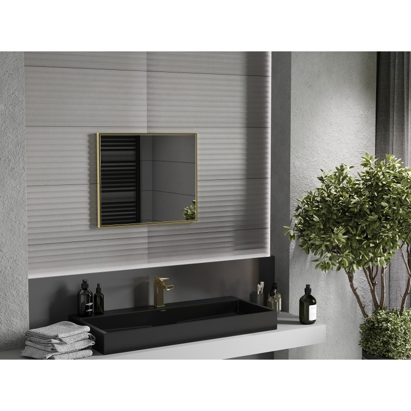 Mexen Loft 60 x 50 cm-es téglalap alakú fürdőszobai tükör, arany keret - 9852-060-050-000-50