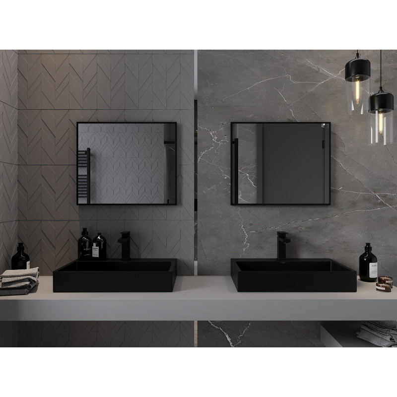 Mexen Loft oglindă de baie dreptunghiulară 60 x 50 cm, ramă neagră - 9852-060-050-000-70