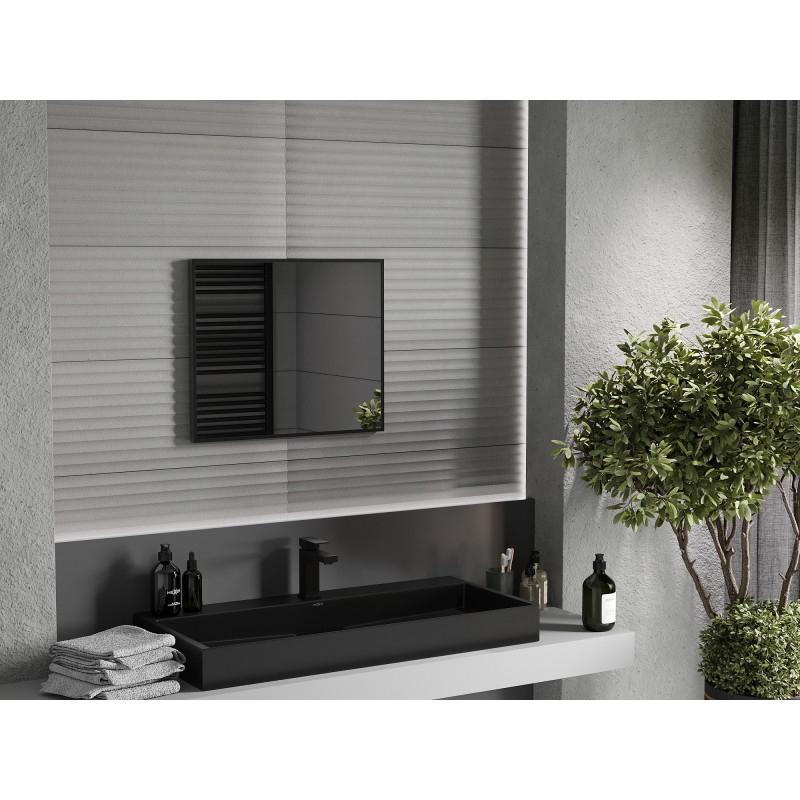 Mexen Loft oglindă de baie dreptunghiulară 60 x 50 cm, ramă neagră - 9852-060-050-000-70