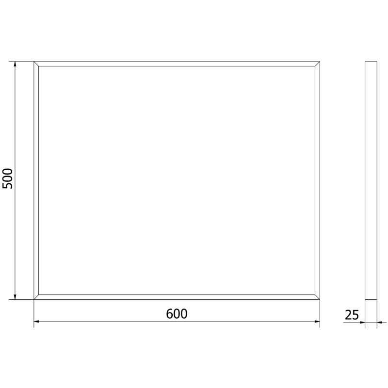 Mexen Loft téglalap alakú fürdőszobai tükör 60 x 50 cm, fekete keret - 9852-060-050-000-70