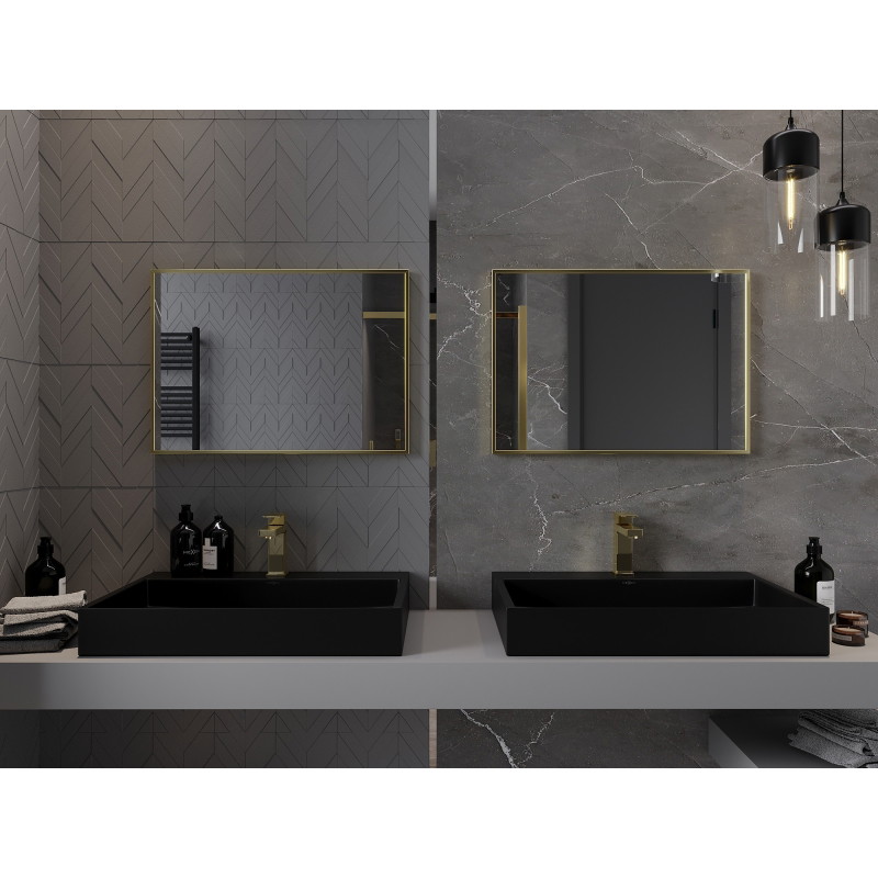 Mexen Loft téglalap alakú fürdőszobai tükör 70 x 50 cm, arany keret - 9852-070-050-000-50