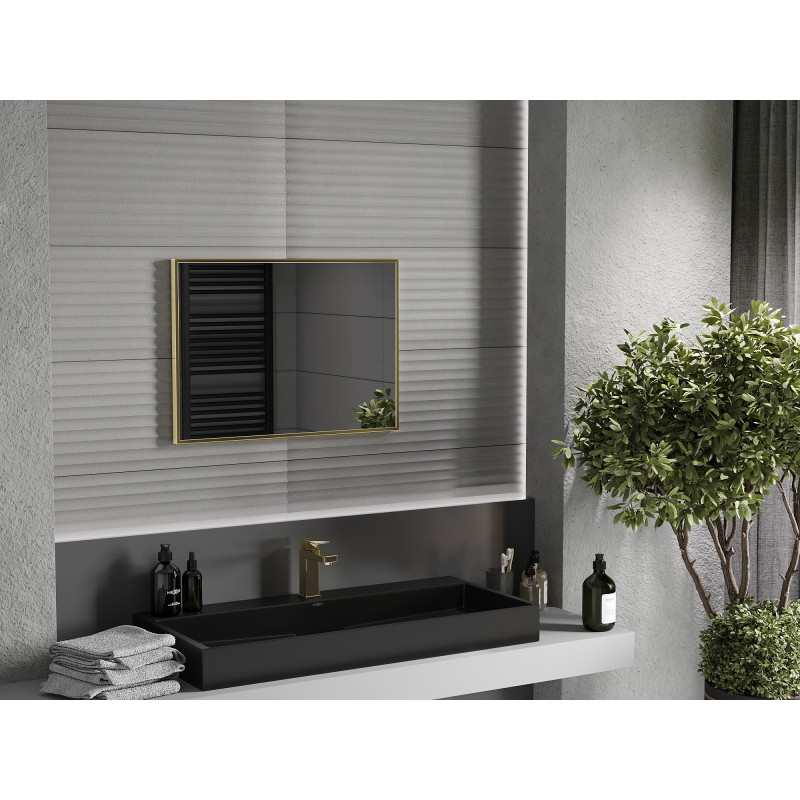Mexen Loft téglalap alakú fürdőszobai tükör 70 x 50 cm, arany keret - 9852-070-050-000-50