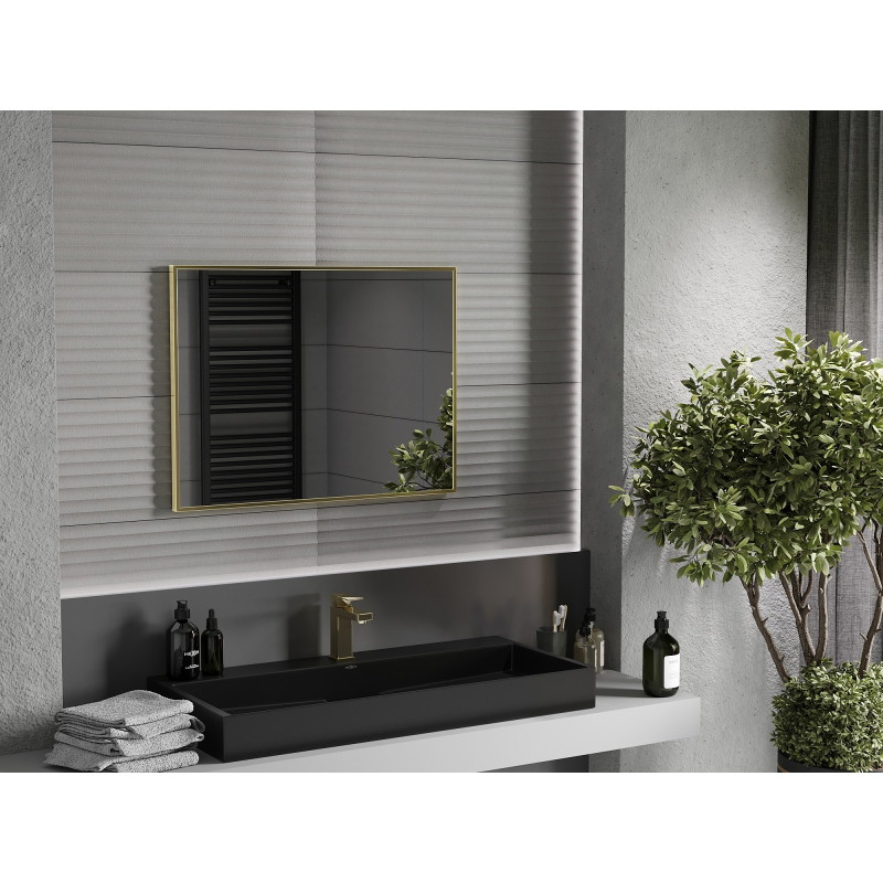 Mexen Loft oglindă de baie dreptunghiulară 80 x 60 cm, cadru auriu - 9852-080-060-000-50