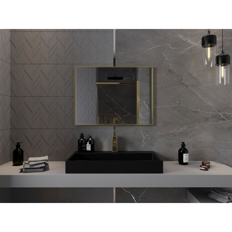 Mexen Loft oglindă dreptunghiulară pentru baie 80 x 60 cm, ramă aurie - 9852-080-060-000-50