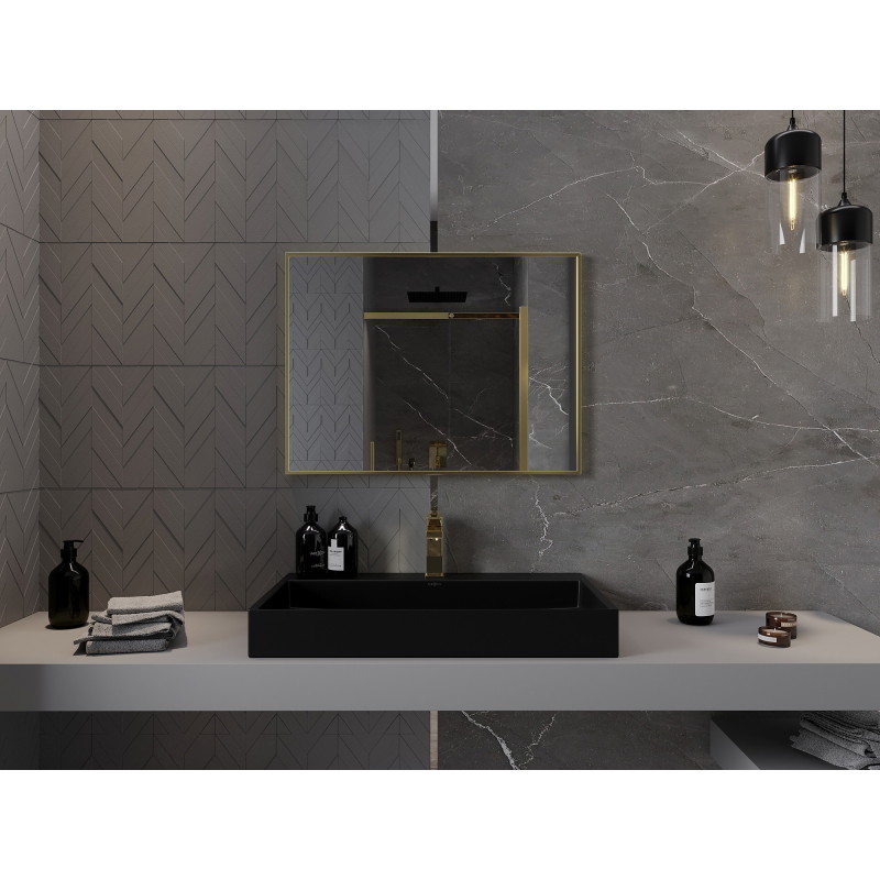Mexen Loft téglalap alakú fürdőszobai tükör 80 x 60 cm, arany keret - 9852-080-060-000-50