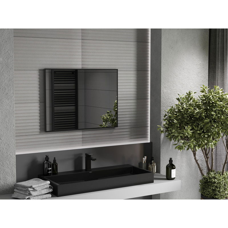 Mexen Loft téglalap alakú fürdőszobai tükör 80 x 60 cm, fekete keret - 9852-080-060-000-70
