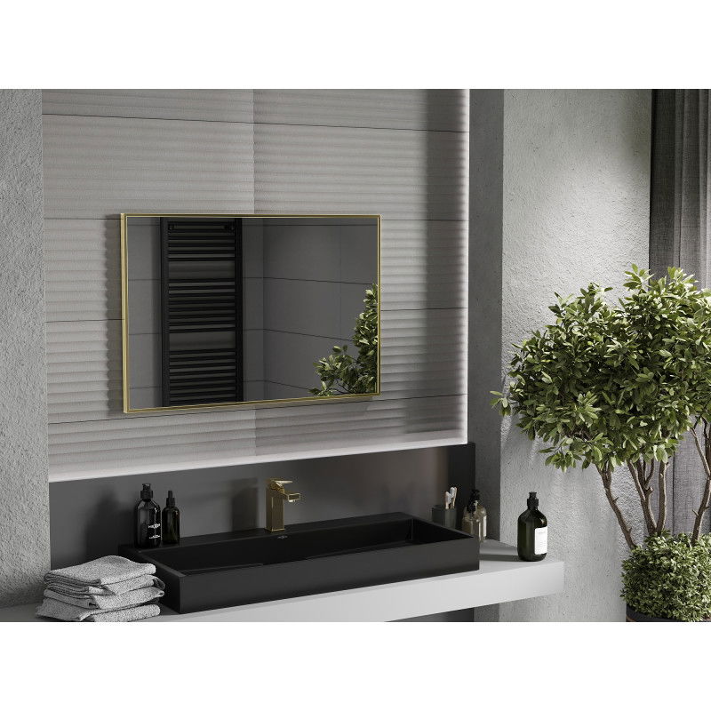 Mexen Loft oglindă de baie dreptunghiulară 90 x 60 cm, ramă aurie - 9852-090-060-000-50