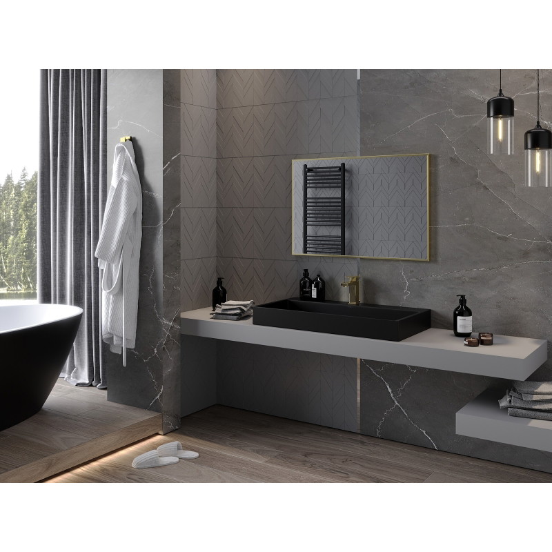 Mexen Loft rektanguláris fürdőszobai tükör 90 x 60 cm, arany keret - 9852-090-060-000-50