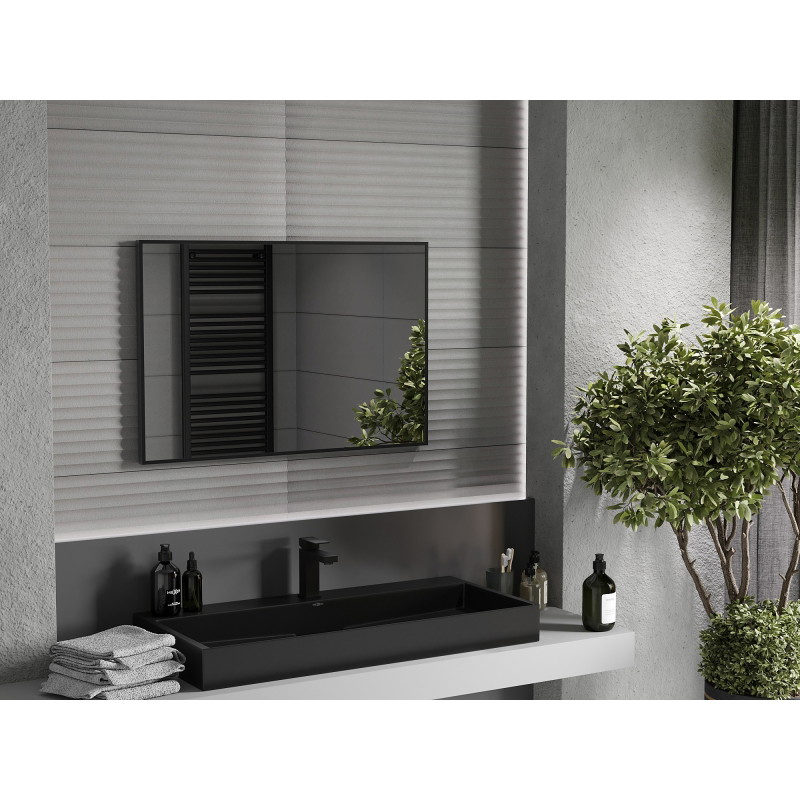 Mexen Loft oglindă baie dreptunghiulară 90 x 60 cm, ramă neagră - 9852-090-060-000-70