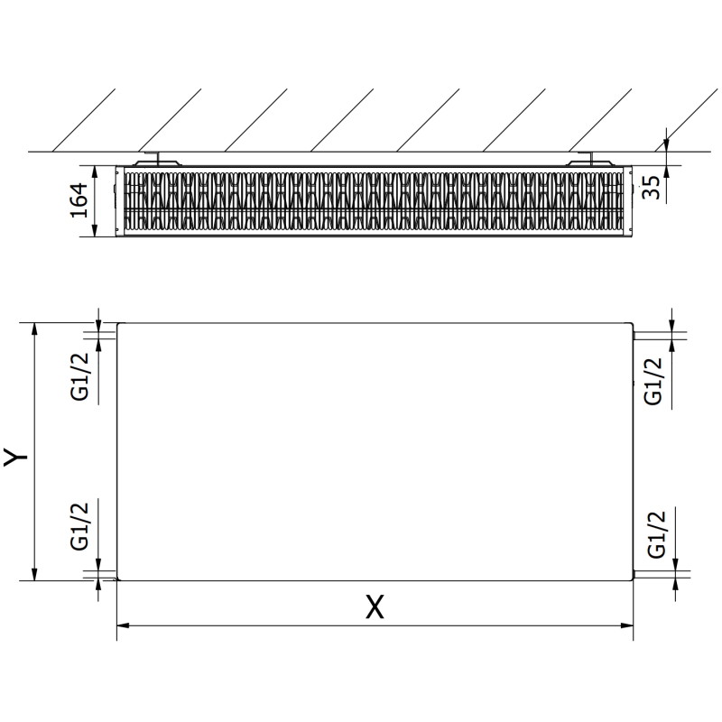 Mexen CF33 Radiator plat Flat 400 x 1200 mm, conectare laterală, 1898 W, antracit - W433F-040-120-66