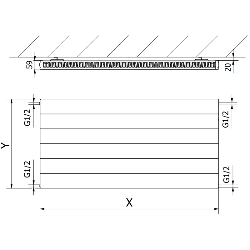 Mexen Line CL11 radiator de perete 600 x 1100 mm, conectare laterală, 862 W, antracit - W411L-060-110-66