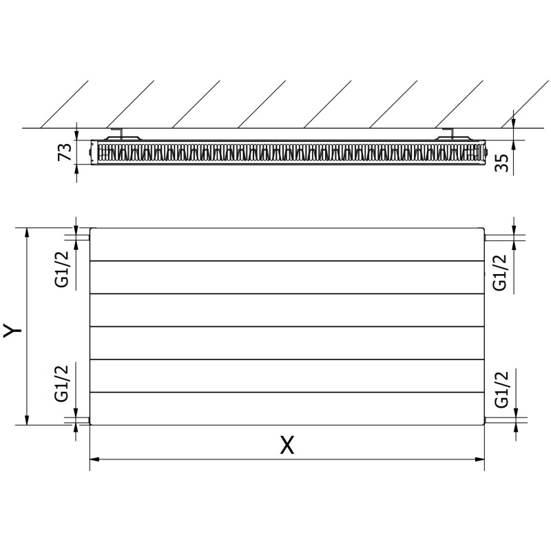 Mexen CL21 Radiator panou Line 500 x 1300 mm, conexiune laterală, 1311 W, antracit - W421L-050-130-66