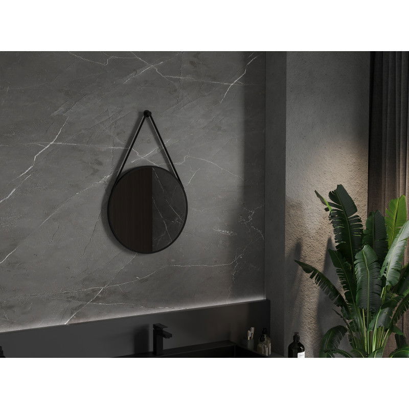 Mexen String oglindă de baie rotundă 50 cm, ramă neagră - 9854-050-050-000-70