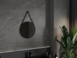 Mexen String fürdőszobai, kerek tükör, 50 cm, fekete keret - 9854-050-050-000-70