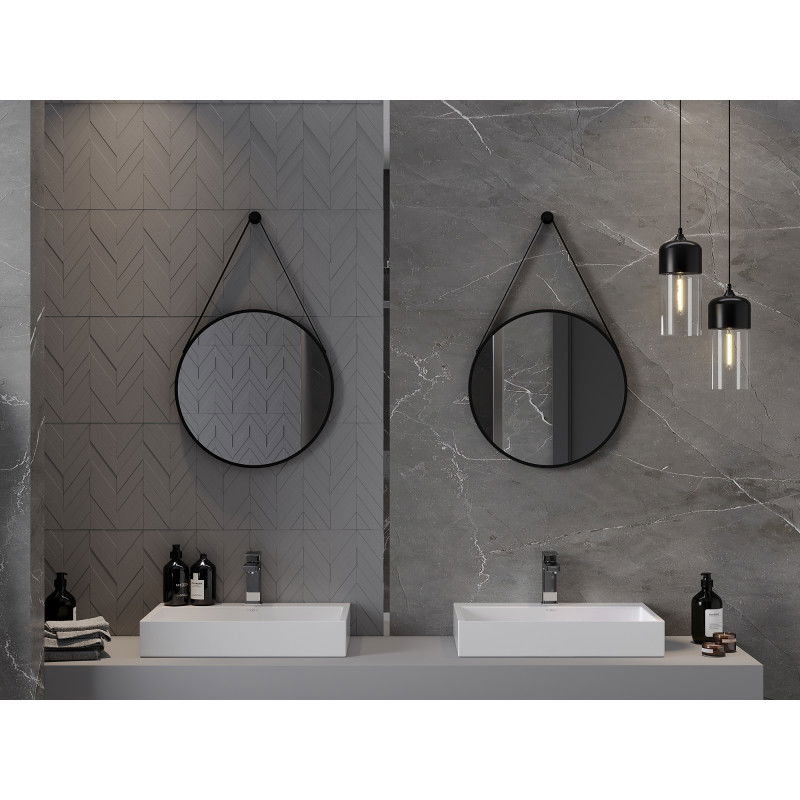 Mexen String oglindă de baie rotundă 50 cm, ramă neagră - 9854-050-050-000-70