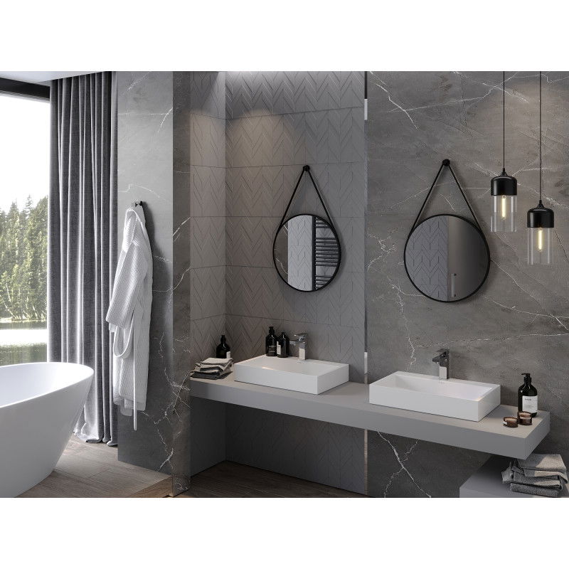 Mexen String oglindă de baie rotundă 50 cm, ramă neagră - 9854-050-050-000-70