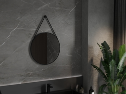 Mexen String kör alakú fürdőszobai tükör 60 cm, fekete keret - 9854-060-060-000-70