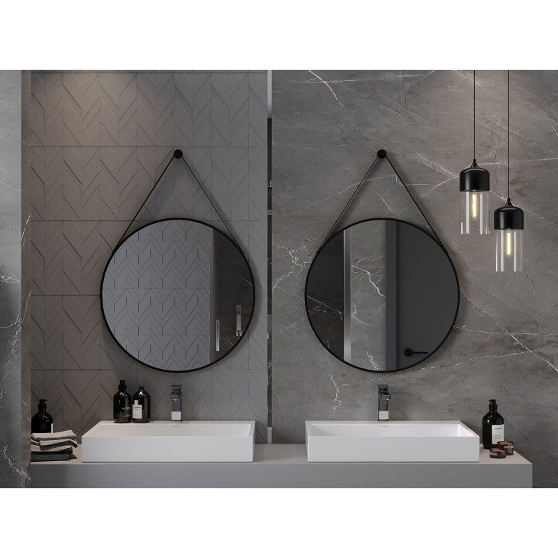 Mexen String oglindă baie rotundă 70 cm, ramă neagră - 9854-070-070-000-70