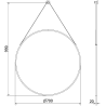 Mexen String oglindă baie rotundă 70 cm, ramă neagră - 9854-070-070-000-70