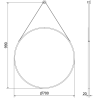 Mexen String oglindă rotundă baie 70 cm, ramă neagră - 9854-070-070-000-70