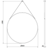 Mexen String 80 cm-es kerek fürdőszobai tükör, fekete keret - 9854-080-080-000-70