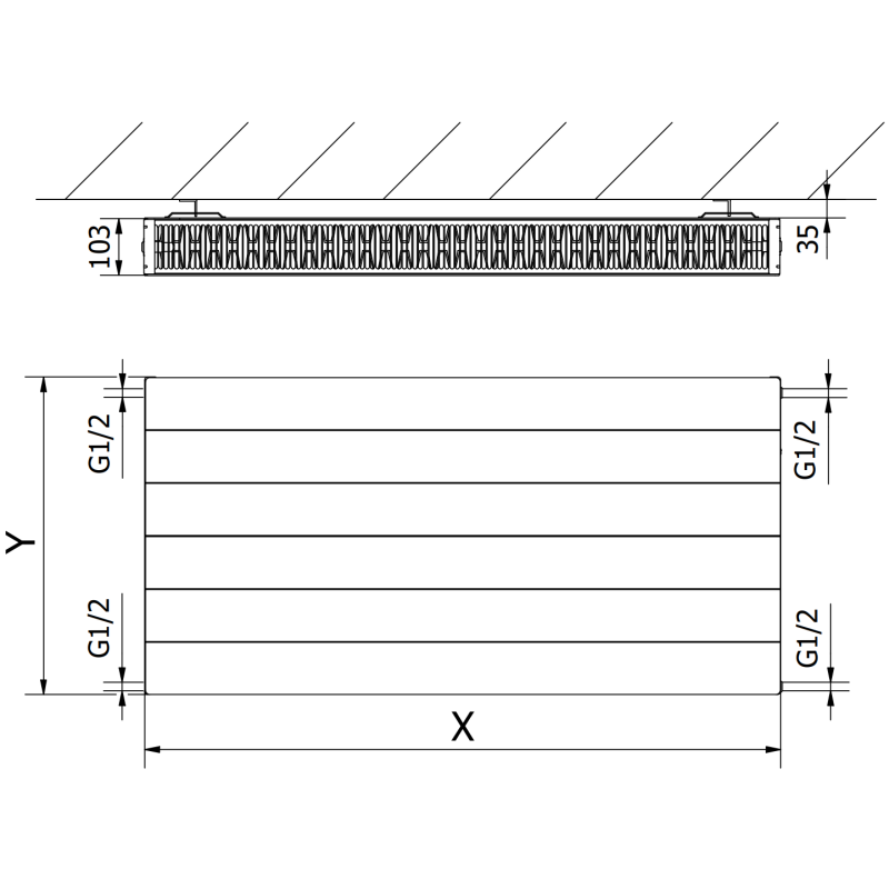 Mexen Line CL22 calorifer plăci 900 x 700 mm, conexiune laterală, 1540 W, antracit - W422L-090-070-66