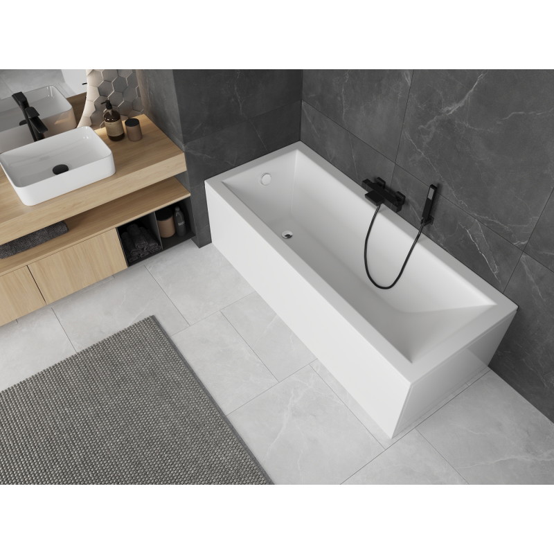 Mexen Cubik cada dreptunghiulară 140 x 70 cm cu carcasă, albă - 55031407000X