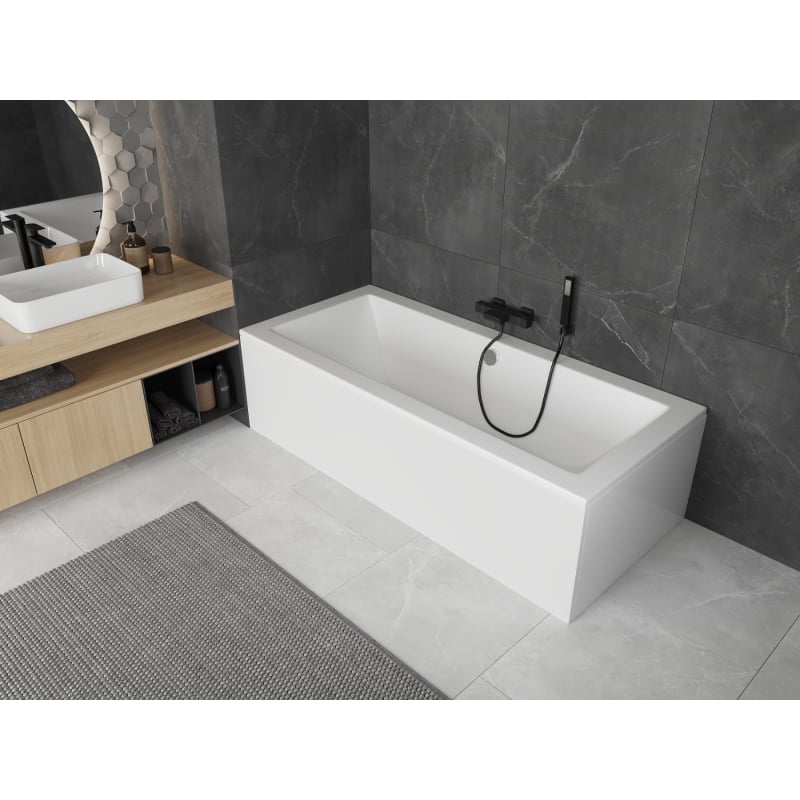 Mexen Cube cadă dreptunghiulară 160 x 70 cm cu mască, albă - 55051607000X