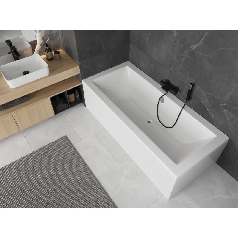 Mexen Cube cadă dreptunghiulară 160 x 70 cm cu mască, albă - 55051607000X