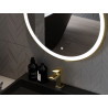 Mexen Esso megvilágított fürdőszobai tükör, kerek 90 cm, LED 6000K, páramentes, aranykeret - 9825-090-090-611-50