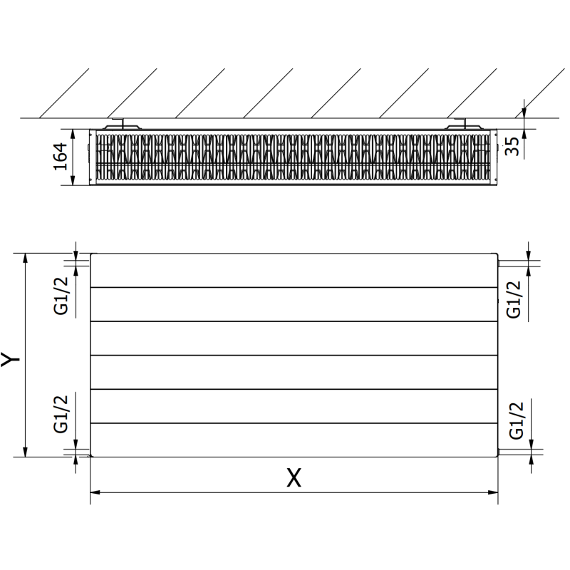 Mexen Line CL33 radiator plăcuț 900 x 700 mm, conexiune laterală, 2101 W, antracit - W433L-090-070-66