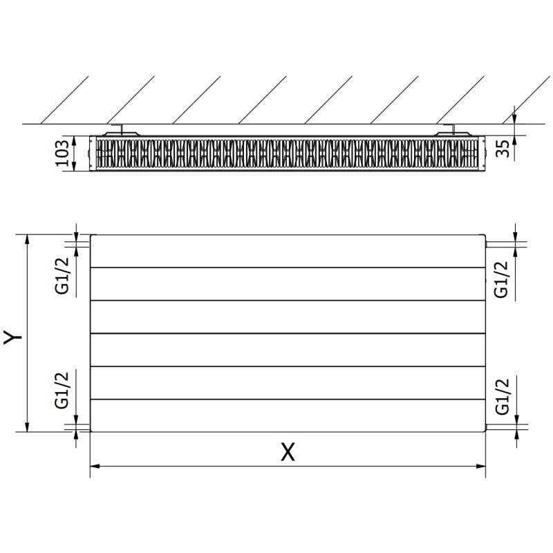 Mexen CL22 Radiator Panou Line 900 x 700 mm, conexiune laterală, 1540 W, negru - W422L-090-070-70