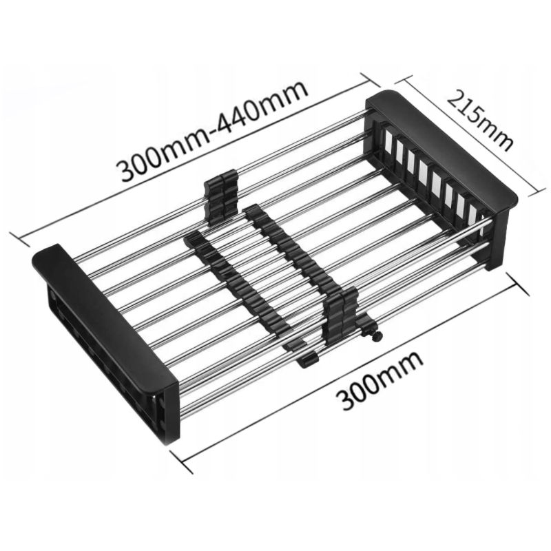Mexen teleszkópos konyhai edényszárító állítható szélességgel, fekete - 660730-70