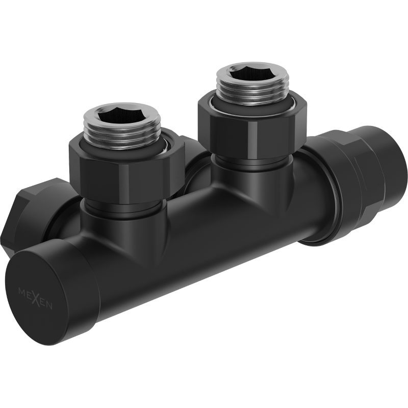 Mexen ventil de calorifer unghiular, Duplex, DN50, negru - W907-000-70