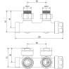 Vanâ ventil de radiator Mexen, unghiular, Duplex, DN50, negru - W907-000-70