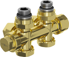 Mexen Uni-Term robinet radiator unghiular/drept, Duplex, DN50, auriu - W908-000-50