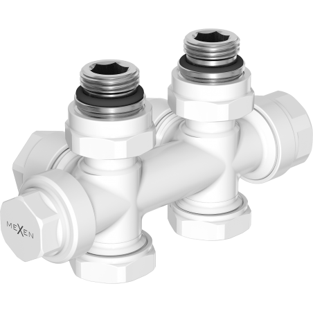 Mexen Uni-Term robinet de calorifer unghiular/drept, Duplex, DN50, alb - W908-000-20