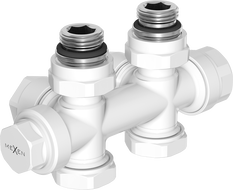 Mexen Uni-Term robinet de calorifer unghiular/drept, Duplex, DN50, alb - W908-000-20