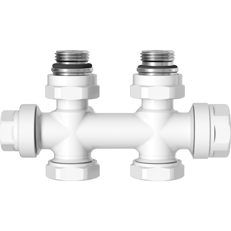 Mexen Uni-Term robinet de calorifer unghiular/drept, Duplex, DN50, alb - W908-000-20